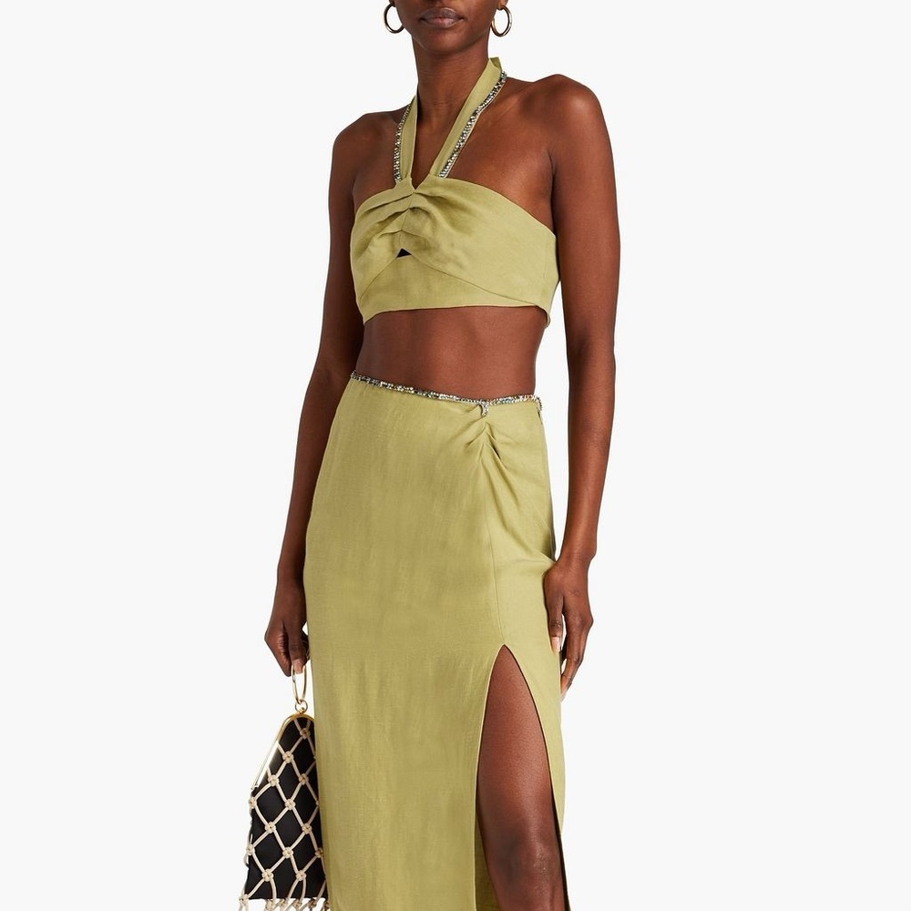 NWT Sandro Avedis Halter Crop Top Embellished Size 3 (8) - Picture 2 of 11